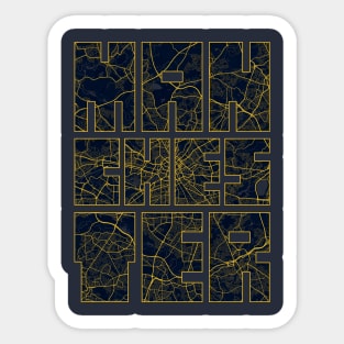 Manchester, England, UK City Map Typography - Gold Art Dec Sticker